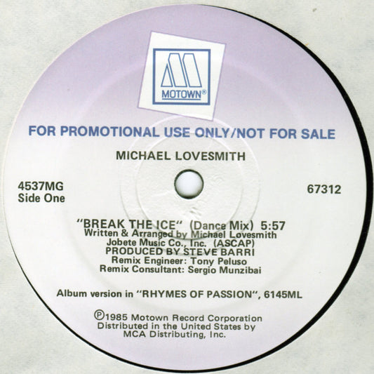 Michael Lovesmith : Break The Ice (12", Promo)