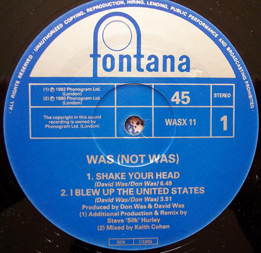 Was (Not Was) : Shake Your Head (12", Single)