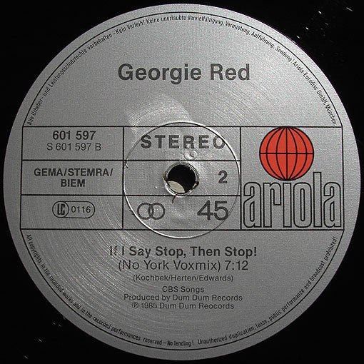 Georgie Red : If I Say Stop, Then Stop! (12", Maxi)