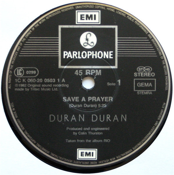Duran Duran : Save A Prayer (12", Single)