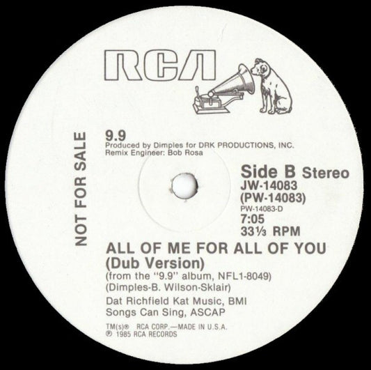 9.9 : All Of Me For All Of You (12", Promo)