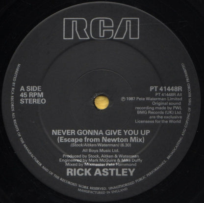 Rick Astley : Never Gonna Give You Up (Escape From Newton Mix & Escape To New York Mix) (12", Single)
