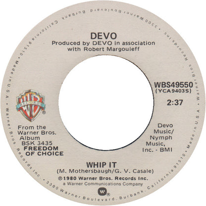 Devo : Whip It (7", Single, SP )