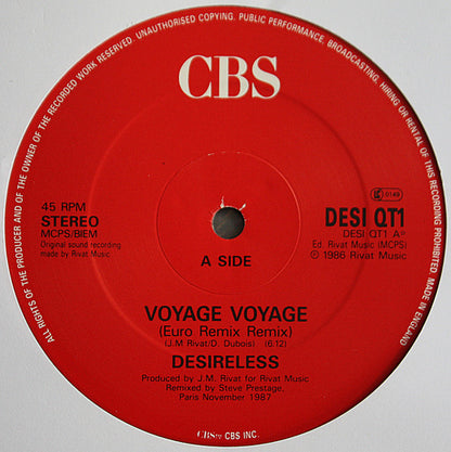 Desireless : Voyage Voyage (Euro Remix Remix) (12")