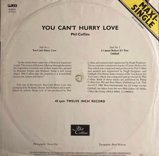 Phil Collins : You Can't Hurry Love (12", Maxi)