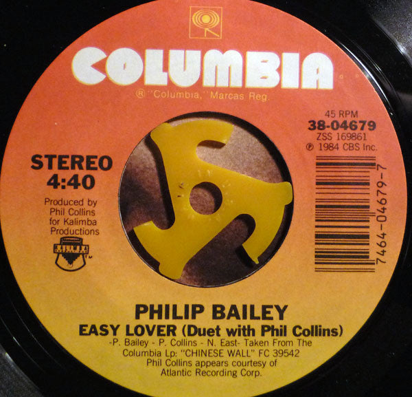 Philip Bailey Duet With Phil Collins : Easy Lover (7", Single, Styrene, Pit)