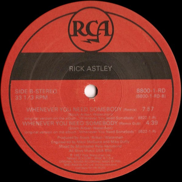 Rick Astley : Whenever You Need Somebody (12", Single)