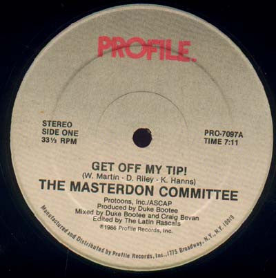 The Masterdon Committee : Get Off My Tip! (12")