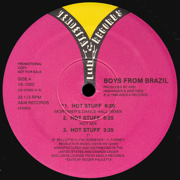 Boys From Brazil : Hot Stuff (12", Promo)