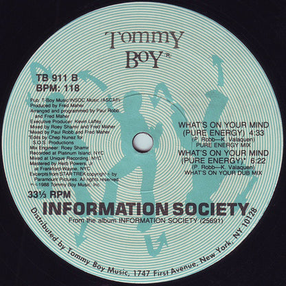 Information Society : What's On Your Mind (Pure Energy) (12", Single)