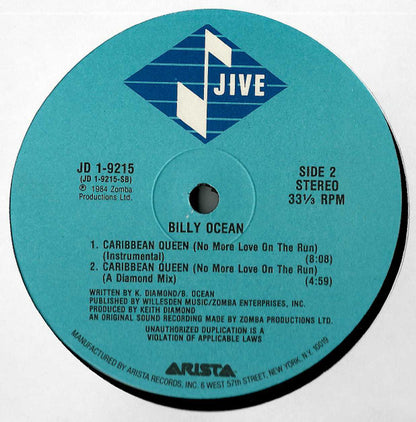 Billy Ocean : Caribbean Queen (No More Love On The Run) (12", Ind)