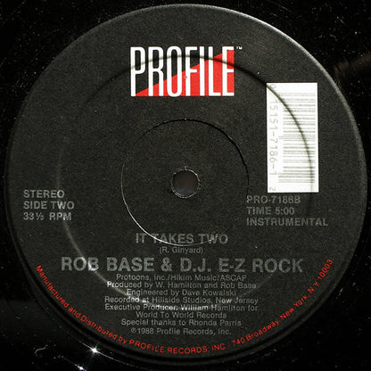 Rob Base & DJ E-Z Rock : It Takes Two (12", Single, HRM)