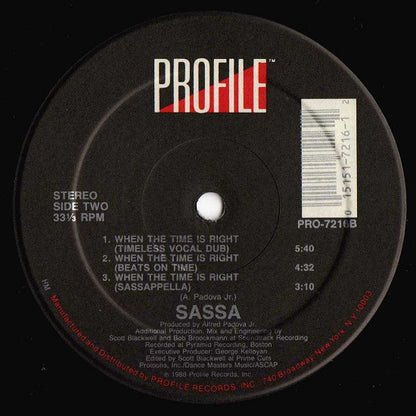 Sassa : When The Time Is Right (12", Single)