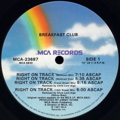 Breakfast Club : Right On Track (12", Single, Pic)