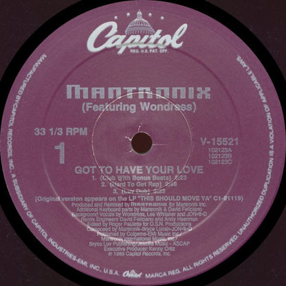 Mantronix Featuring Wondress* : Got To Have Your Love (12", Single, Spe)