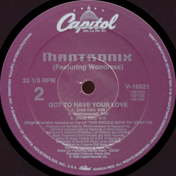 Mantronix Featuring Wondress* : Got To Have Your Love (12", Single, Spe)