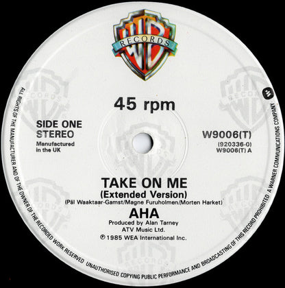 a-ha : Take On Me (Extended Version) (12", Single)