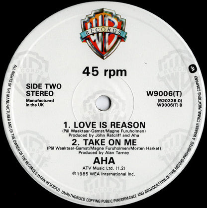 a-ha : Take On Me (Extended Version) (12", Single)