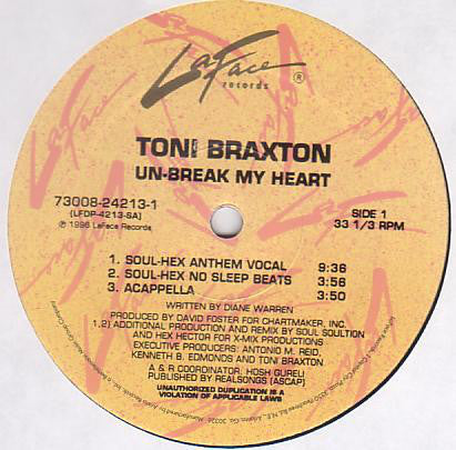Toni Braxton : Un-Break My Heart (12")