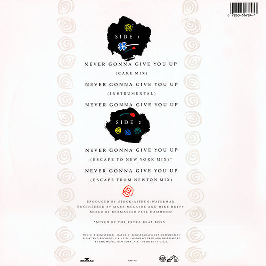 Rick Astley : Never Gonna Give You Up (12", Maxi)
