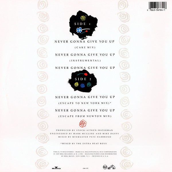 Rick Astley : Never Gonna Give You Up (12", Maxi)