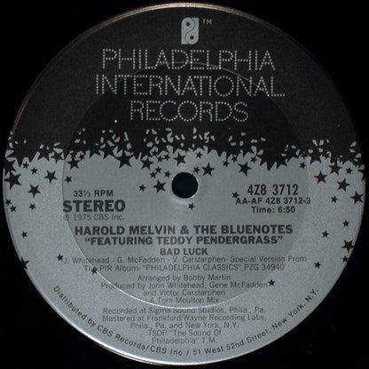 Harold Melvin And The Blue Notes Featuring Teddy Pendergrass : Bad Luck / Don't Leave Me This Way (12", Single)