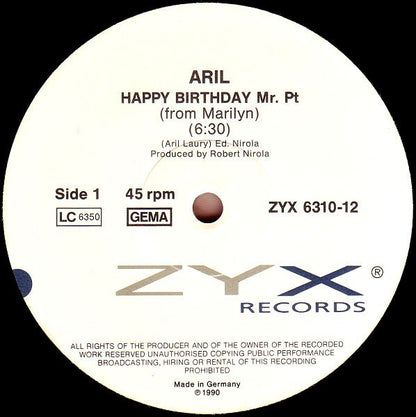 Aril : Happy Birthday Mr. Pt. (From Marilyn) (12")