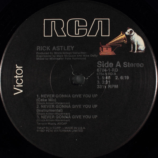 Rick Astley : Never Gonna Give You Up (12", Single, Hau)