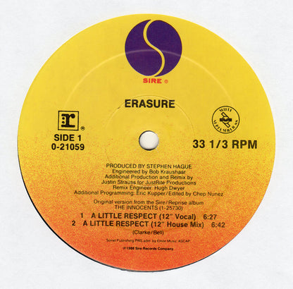 Erasure : A Little Respect (12", Maxi, Spe)