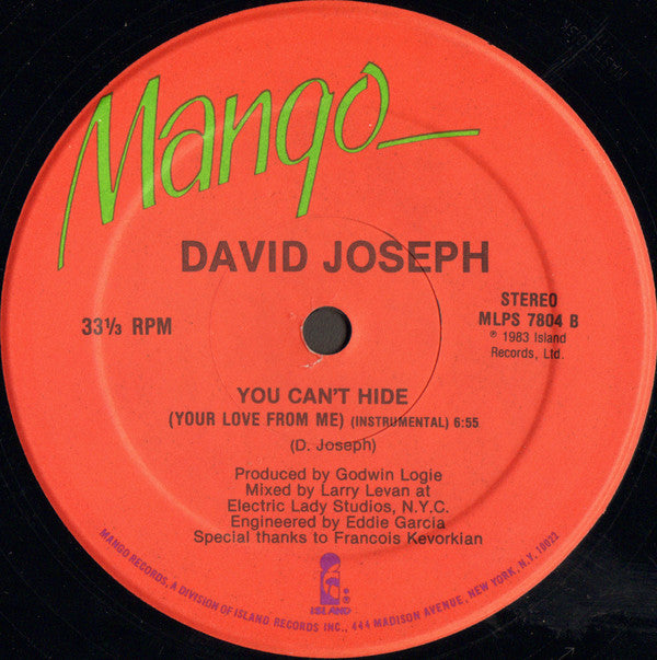 Disco de Vinil - Importado - David Joseph : You Can't Hide (Your