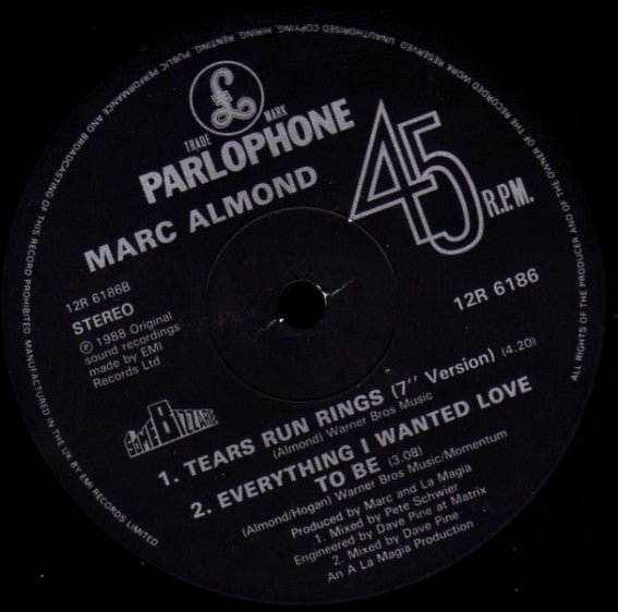 Marc Almond : Tears Run Rings (12")