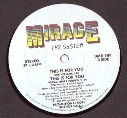 The System : This Is For You (12", Promo)