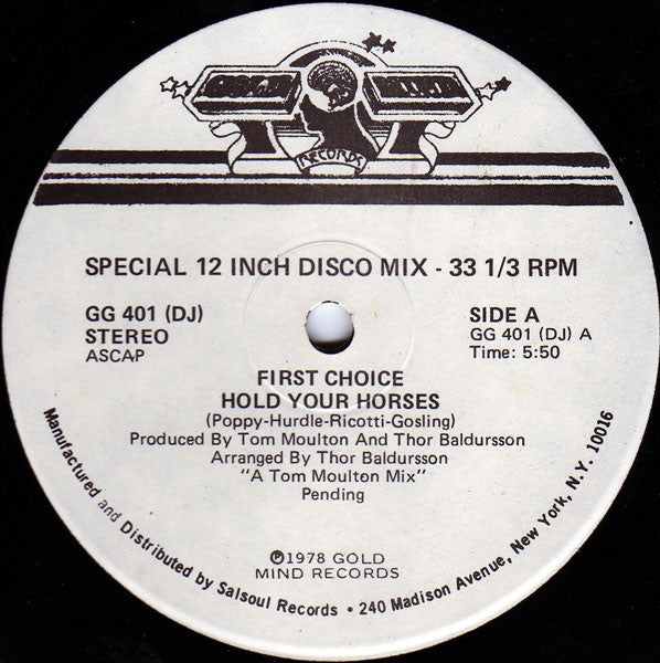 First Choice : Hold Your Horses (12", Single, Promo)