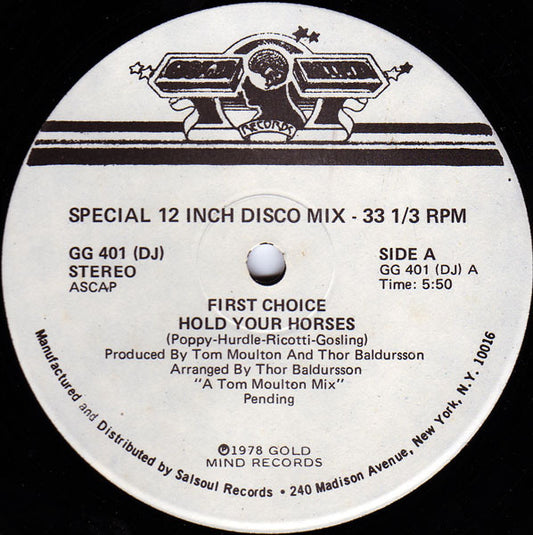 First Choice : Hold Your Horses (12", Single, Promo)