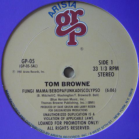 Tom Browne : Fungi Mama/Bebopafunkadiscolypso (12", Promo)