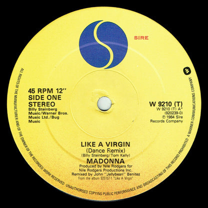 Madonna : Like A Virgin (U.S. Dance Remix) / Stay (12")