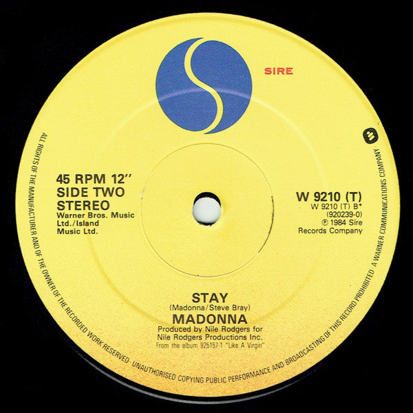 Madonna : Like A Virgin (U.S. Dance Remix) / Stay (12")