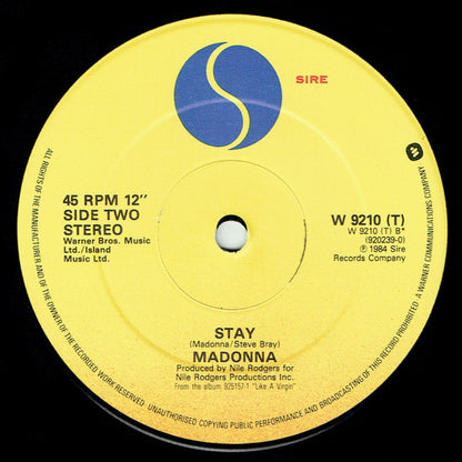 Madonna : Like A Virgin (U.S. Dance Remix) / Stay (12")