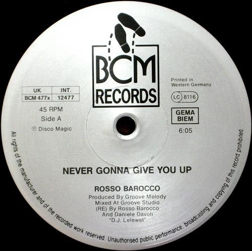 Rosso Barocco : Do-Do-Don't Stop / Never Gonna Give You Up (12")