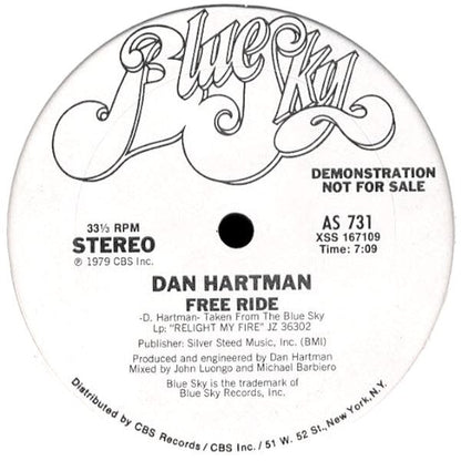 Dan Hartman : Free Ride / Vertigo / Relight My Fire (Progressive Instrumental Remix) (12", Promo)