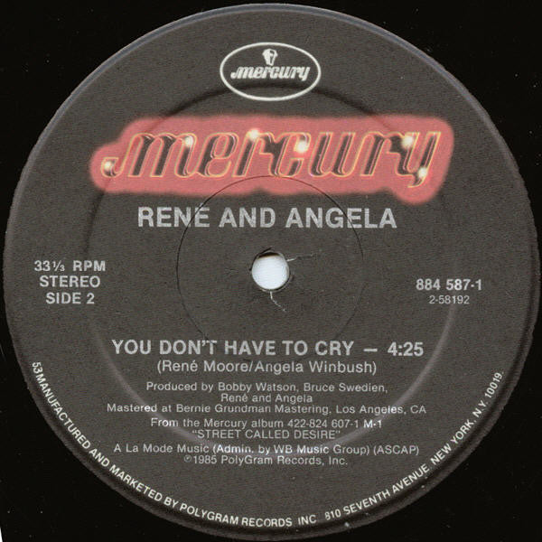 René & Angela : You Don't Have To Cry (12")