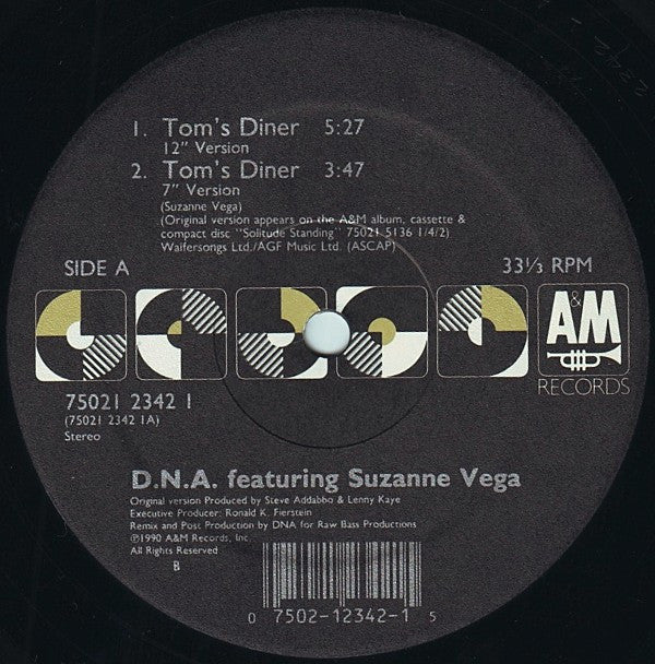 D.N.A.* Featuring Suzanne Vega : Tom's Diner (12", Single)