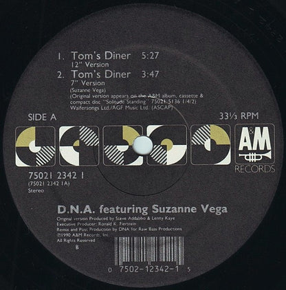 D.N.A.* Featuring Suzanne Vega : Tom's Diner (12", Single)