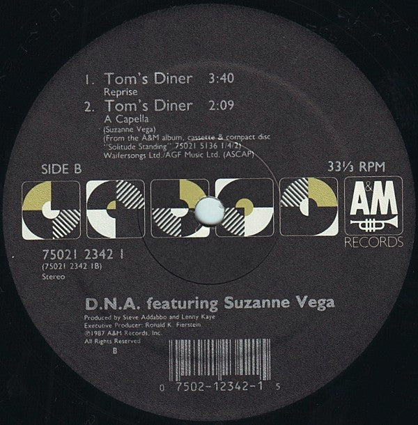 D.N.A.* Featuring Suzanne Vega : Tom's Diner (12", Single)