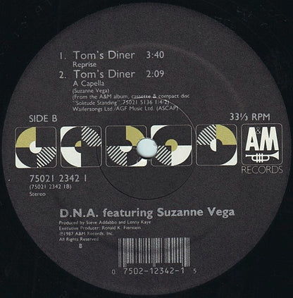 D.N.A.* Featuring Suzanne Vega : Tom's Diner (12", Single)