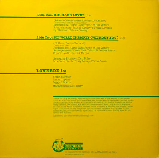 Loverde : Die Hard Lover (12")