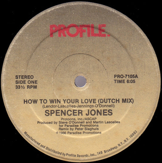 Disco de Vinil - Spencer Jones - How To Win Your Love (12") VG