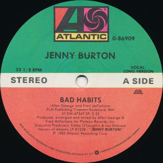 Disco de Vinil - Jenny Burton - Bad Habits (12", Maxi) VG
