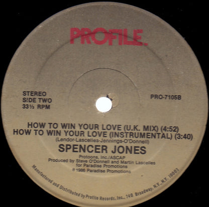 Disco de Vinil - Spencer Jones - How To Win Your Love (12") VG