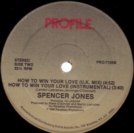 Disco de Vinil - Spencer Jones - How To Win Your Love (12") VG